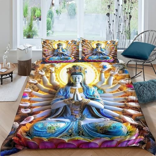 Housse de couette Bouddha anti-plis en microfibre douce avec fermeture éclair - 2
