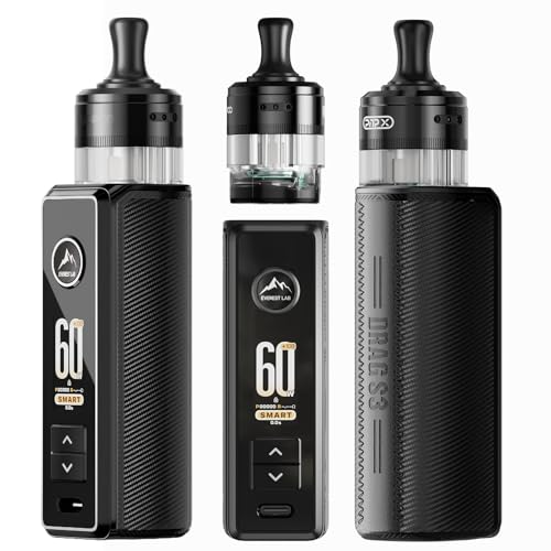 For VOOPOO Drag S3 Kit 3000mAh Battery Built in 60W Pod MOD Vape with 5 ml Side filling PnP X Cartridge MTL 5ml PnP X Coil,0.96 inch TFT screen (Negro spray)