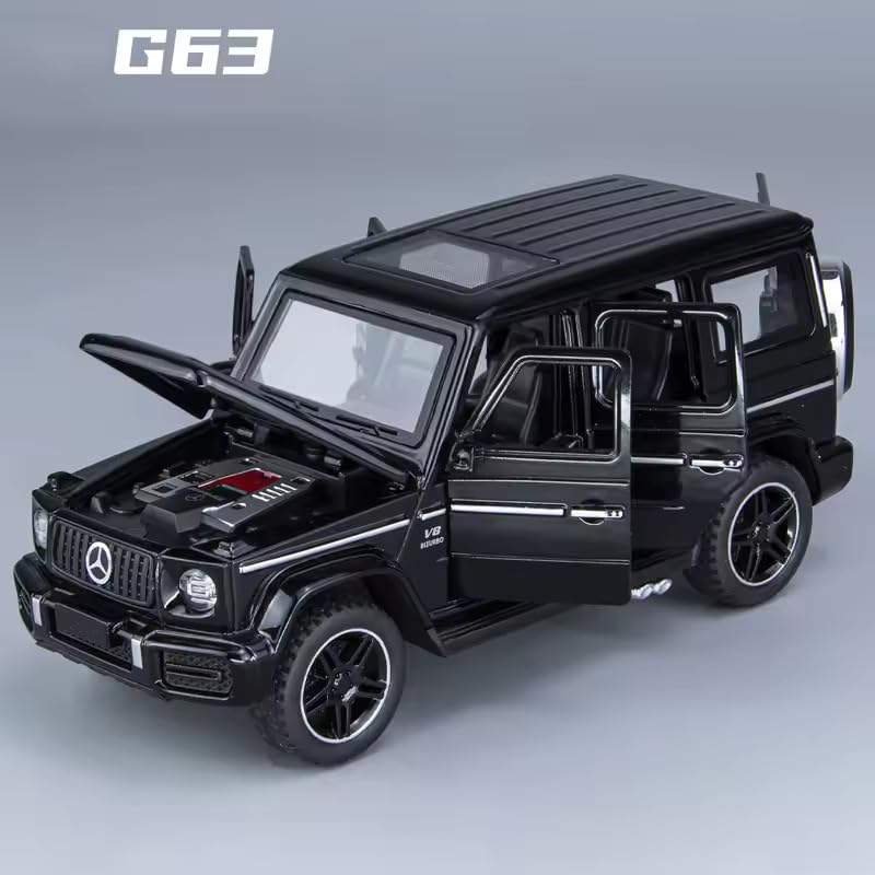 Image of Diecast Mercedes AMG G63 G-Wagon Toy Car - 1:32 Scale Alloy Car with Light & Sound, Pull-Back Off-Road SUV Toy for Kids Collectors, Gift for Boys & Enthusiasts (Color As Per Stock)