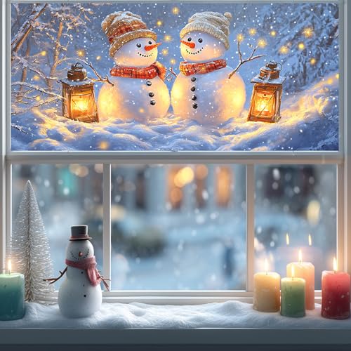 Película para ventana con diseño navideño muñecos de nieve 39.3 x 17.7 pulg miniatura 6