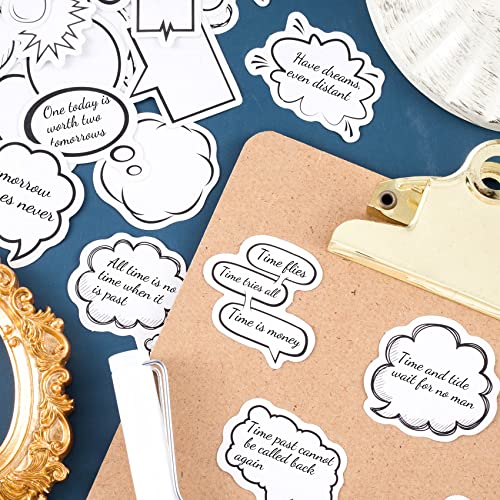 Oiiki 225 Pcs Dialog Box Paper Stickers, Cute Label Stickers, Assorted Shape Paper Stickers, Adhesive Labels For Scrapbooking, Planners, Diary, Calendar -5 Boxes, 45Pcs/Each Box -White,Black #TOP2