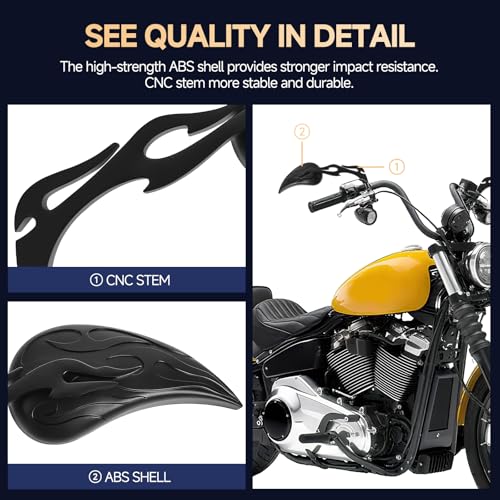 Image of Motorcycle Mirrors for Handlebars - Black CNC Adjustable Motorcycle Rearview Mirrors for Harley Street Glide Electra Glide Sportster XL 883 1200 Road King V-Rod Softail Dyna 1982-2024