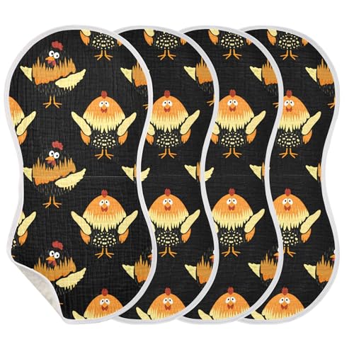 xigua Whimsical Chickens Muslin Baby Burp Cloths Set of 1, Super Soft & Absorbent Burping Rags, Cotton Burp Clothes Shower Gift for Newborn, Baby Girls and Boys3