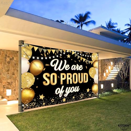 Image of KatchOn, Black We are So Proud of You Banner - XtraLarge, 72x44 Inch | Graduation Banner, Congratulations Decorations for Prom Congratulations Banner | Black and Gold Graduation Decorations 2026