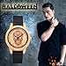 Imagen de JewelryWe Reloj Calavera Steampunk Hombre: Reloj de Pulsera de Cuarzo Analógico Redondo Vintage Correas de Cuero Caja de Imitación de Madera Negro