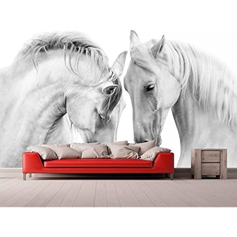 Fotomural Vinilo para Pared Caballos Blancos Cover