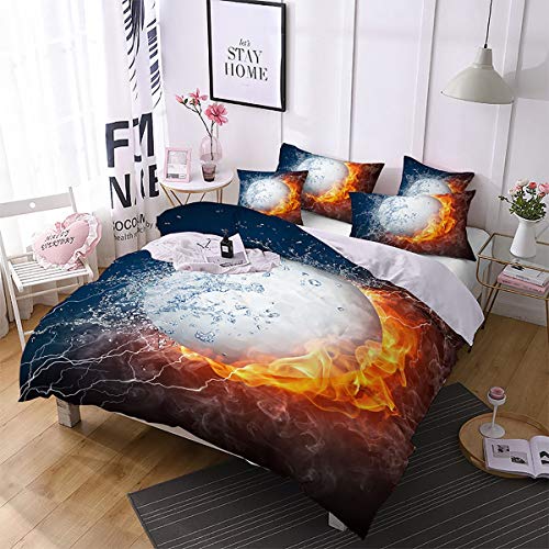 H-YU Juego de sábanas 3D Fuego y Hielo Baloncesto Niños Juego Ropa ...