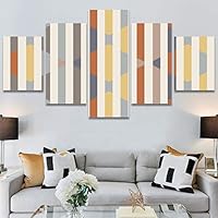 SIGNWIN 5 Panel Canvas Wall Art Modern Art Contemporary Dramatic Geometric Mixed Media Multicolor Patterns for Home Decorations Ready to Hang - 60