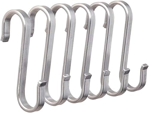 Ganchos colgantes de metal en forma de S de acero inoxidable 304 resistentes para colgar, colgador de sartén de cocina de metal, estante de