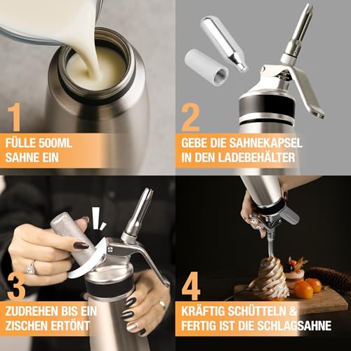 Thiru Sahnespender Edelstahl 500ml – Note "sehr gut" – 100 Tage testen – Ansicht 3