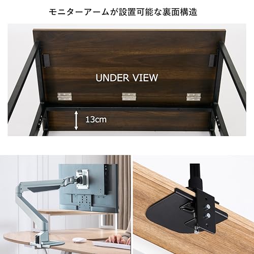 SYALEN 折りたたみデスク テレワークデスク 幅80 奥行53 高さ75cm 省スペース 多機能テーブル 机 コンパクデスク メラミン加工 木製 モニターアーム取付対応 ブラウンウォルナット/黒 SLDK-01BR80