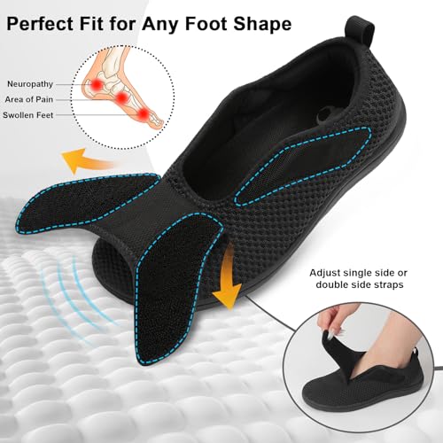 Womens Walking Shoes Comfortable Wide Diabetic Shoes Adjustable Elderly Neuropathy Bunion Swollen Feet Nursing Shoe Breathable Zero Drop Indoor Outdoor Slippers3