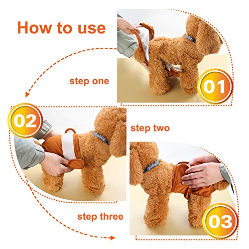 Hi Sprout Female Dog Diaper Reusable Washable Durable Absorbent Cloth Doggie Diapers Pants (L, Grey Footprint) #TOP4