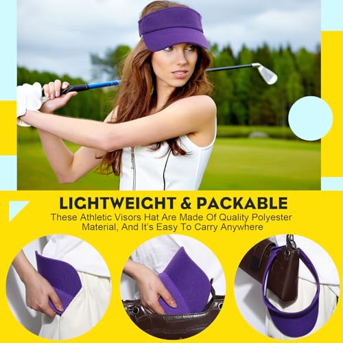 Image of Silkfly 50 Pack Sun Visor Caps Adjustable Sports Athletic Cap UV Protection Sun Visor Hat Men Women Tennis