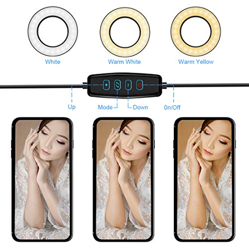 DAVID ROCCO Selfie-Ringlicht mit flexiblem Schwanenhals-Handy-Clip, 3 Lichtmodi und 10 Helligkeits-LED-Ringlicht… – Bild 4