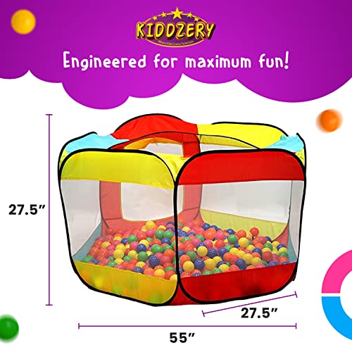 Kids Ball Pit Pop Up Large Tent for Toddlers - Indoor & Outdoor Gift Toys for Infants Girls & Boys, Baby Playpen with Zippered Storage Bag, 50 BallPit Balls Included - Thumbnail 4