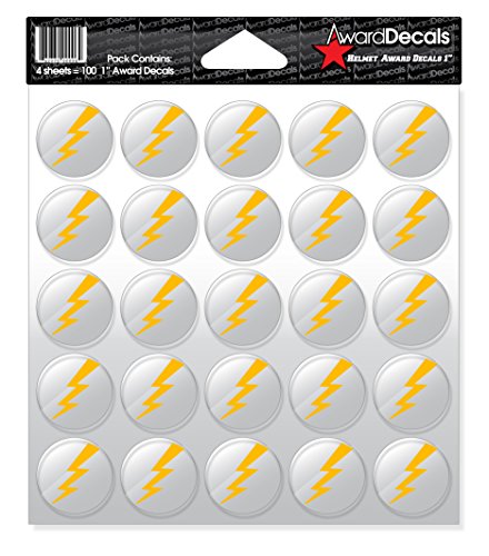 Award Decals Lightning Bolt (Yellow Gold on Clear) Sticker Set (100 Decals 1