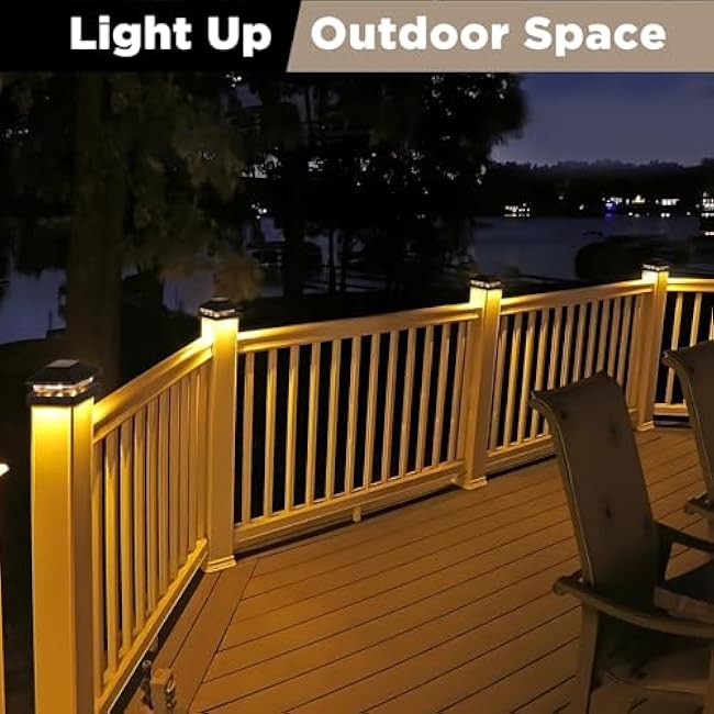 Solar Post Cap Lights Deck Fence Lights 16-Pack Black Bright Warm White 4x4
