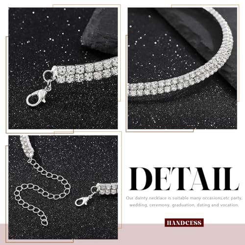 Handcess Strass Choker Halskette Silber Glitzernde Kristall Geschichtete Halsketten Braut Halskette Schmuck für Frauen