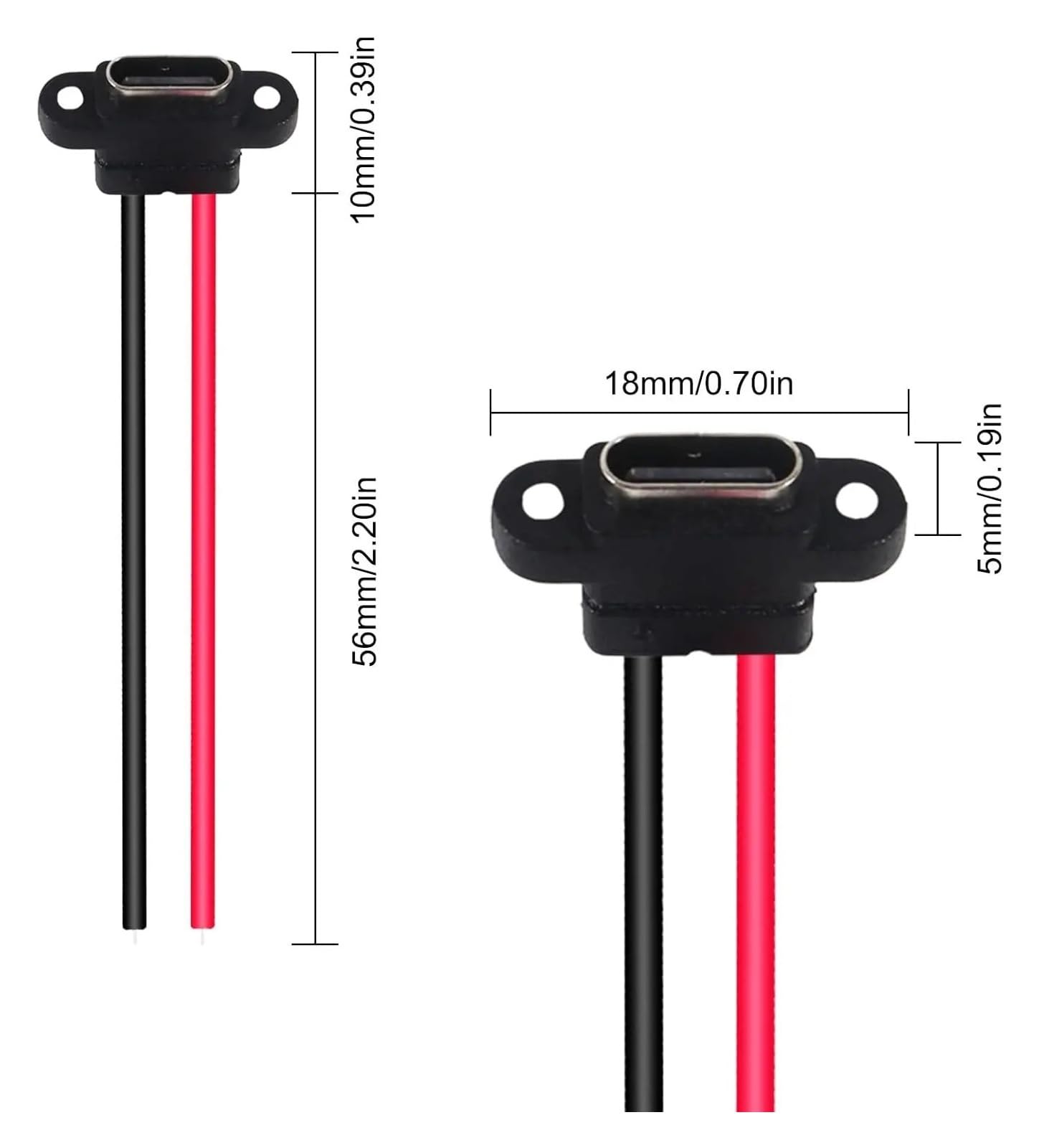 Connettore USB C a 2 pin SMD femmina per porta di ricarica con foro a vite