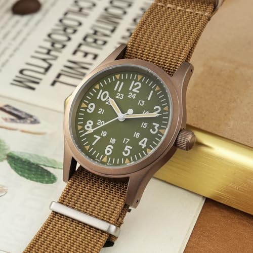 Image of Militado ML05 38mm VH31 Quartz Watch - Domed Sapphire Crystal Field Watch C3 Super Luminous Retro Sweep Wrist Watch for Men 100M Waterproof