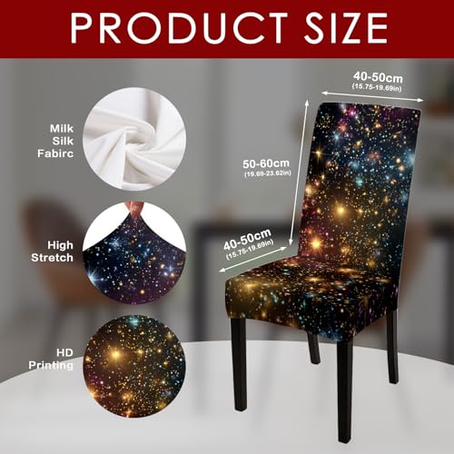 Image of Nuxovilar 2PCS Starry Sky Night Pattern Stretch Chair Covers | Stretch Slipcover Dreamy Protector Sky Wrap Seat Guard Dining Room Bedroom Home Theater Cafe (Starry Night)