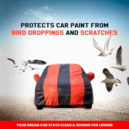 Image of Autofact Mahindra XUV 3xo Car Body Cover Triple-Stitched, Windproof with Buckle Belt, Elastic Hem, Uv Protection, Scratchproof & Dustproof, Soft Feather Fabric for All-Weather Protection (Red Navy)