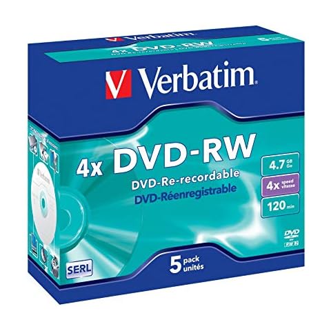 Verbatim DVD-RW 4x Speed 5er Pack Jewel Case DVD-Rohlinge Re-recordable Cover