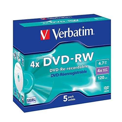 Verbatim DVD-RW 4x Speed 5er Pack Jewel Case DVD-Rohlinge Re-recordable