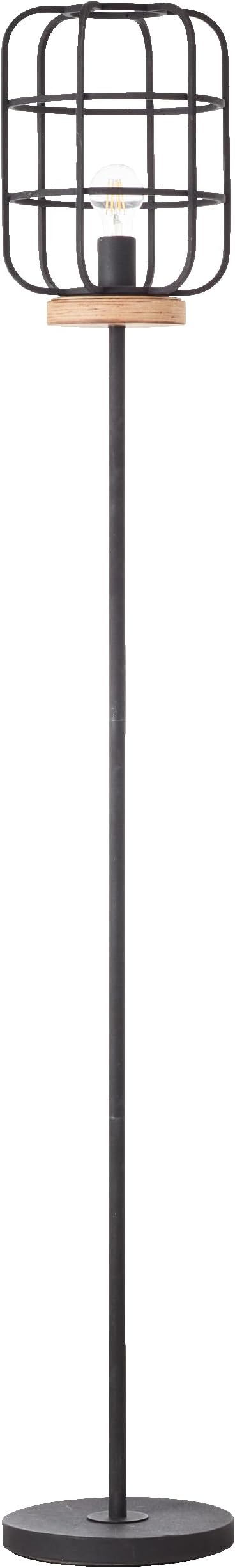 Lightbox rustieke vloerlamp - vloerlamp met voetschakelaar - 163 cm hoogte - Ø 25 cm - E27 fitting - max. 52 W - gemaakt van metaal/hout van zwart populierenhout - in antiek bruin/zwart korund photo 3