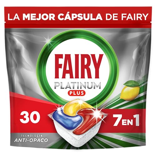 Fairy Platinum Plus Cápsulas De Lavavajillas Todo En Uno Limón, 30 Cápsulas, El embalaje puede variar