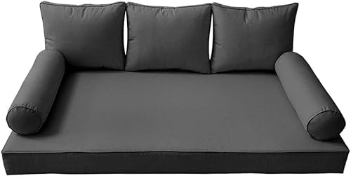 Miniatura 2 de Prolinemax Estilo 3 - Cojín de colchón y almohada para exteriores, interior, sofá cama, porche, cama oscilante, ribete de canalé, tamaño individual,