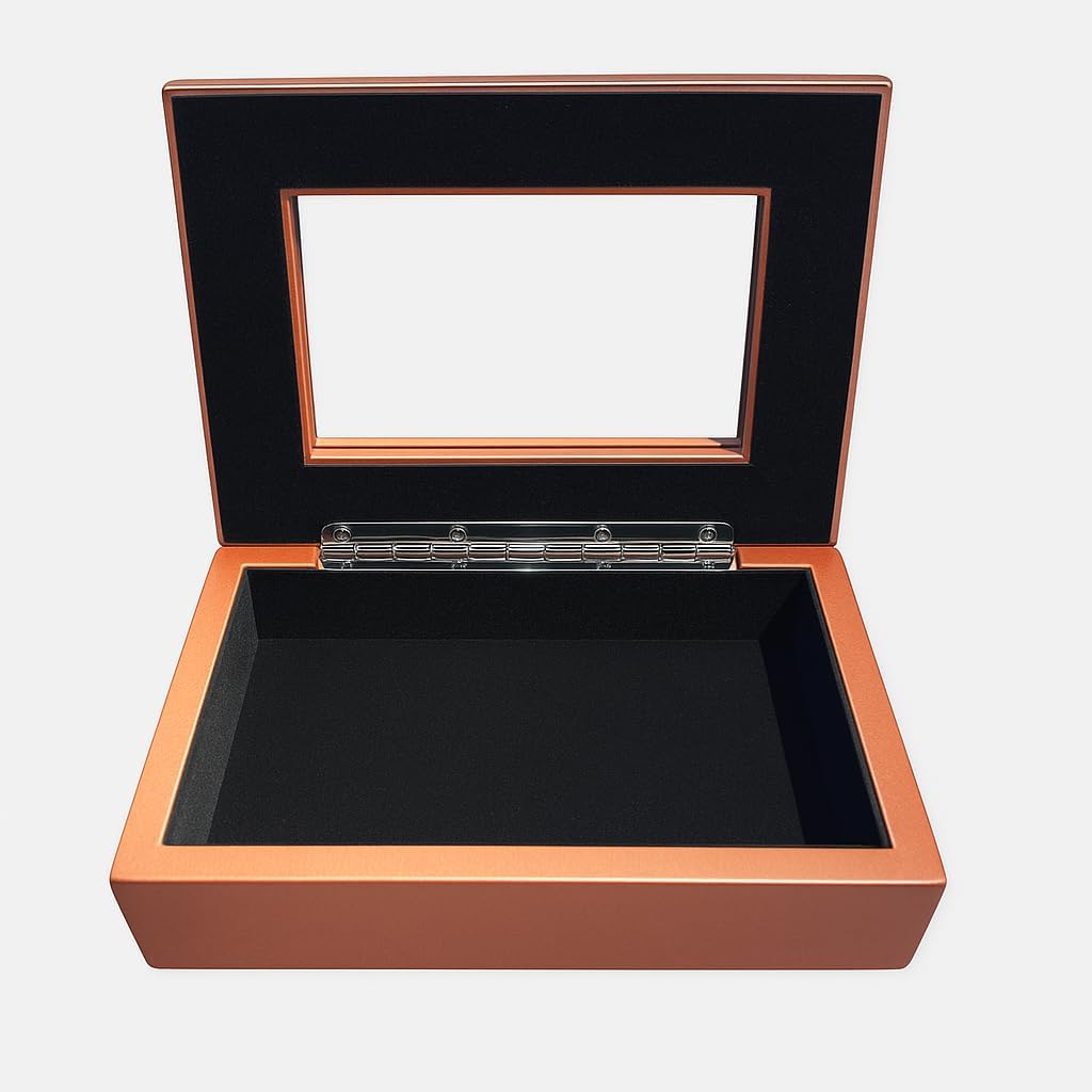 Custome Luxury Velvet Jewelry Box with Glass Lid | Ring, Earring, and Bracelet Organizer Case for Women | Elegant White Display Box with Compartments (Brown)