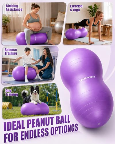 Image of INPANY Peanut Ball - Anti Burst Exercise Ball for Labor Birthing, Physical Therapy for Kids, Core Strength, Flexible Seating, Home & Gym Fintness, Sensory Chair Wiggle Seat for Boys and Girls