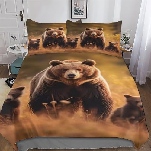 AAPZY Bär Bettwäsche-Set, 3D Motiv, Bettbezug 2teilig Mit Kopfkissenbezug...