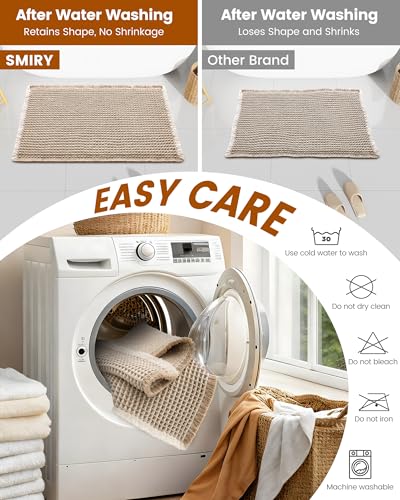 Image of Smiry Waffle Bath Mat 30x20, Extra Soft Absorbent Bathroom Rugs, Non Slip Machine Washable Quick Dry Bath Rugs for Bathroom Floor, Tub, Shower, Home Decor Accessories, Brown & Cream