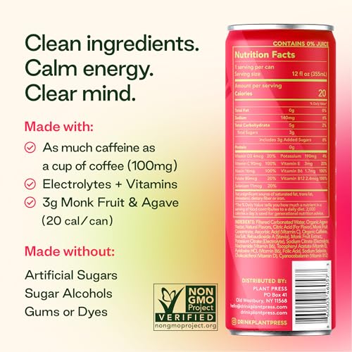 Plant Press Clean Caffeine Energy Drink - Watermelon - Image 3