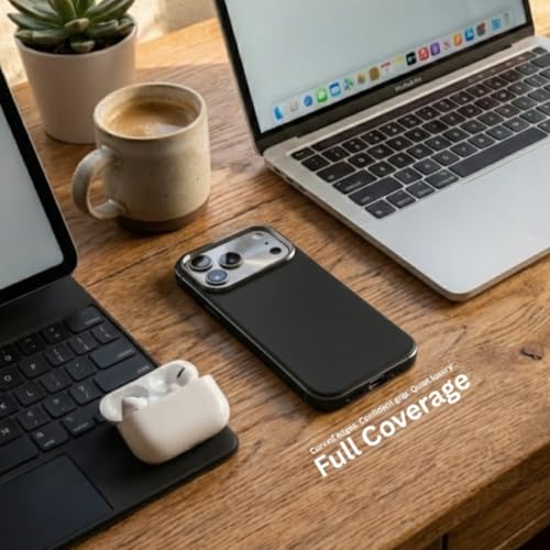 Image of SkynUp Linea Premium Leather Back Cover Case for iPhone 17 Pro | MagSafe Compatible | Black