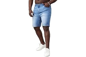 Muscle Alive Men's Shorts, 11" Slim Fit Stretch Ripped Denim Shorts