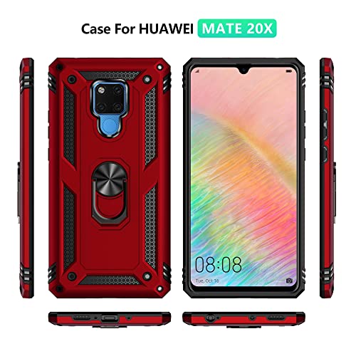 Case Cover Bundles Compatible With Huawei Mate 20 X Case Mobile Phone With Magnetic Holder Case, Heavy Duty Shockproof Protection Compatible With Huawei Mate 20 X Phone Case (Color : Black) #TOP1