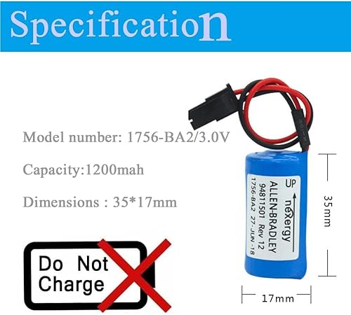 Miniatura 2 de 50 Pack 3V 1200mAh 1756-BA2 Non-Rechargeable PLC Battery for Allen Bradley 1756-BA2 BR23A-AB 1745-B1