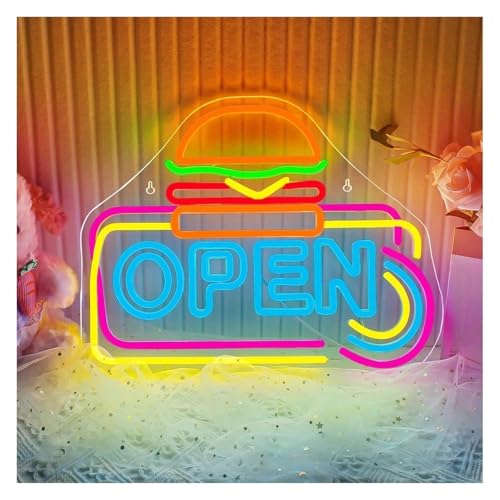Lampe au néon Hamburger ouvert pour remplacer les ampoules tristes par un décor pop