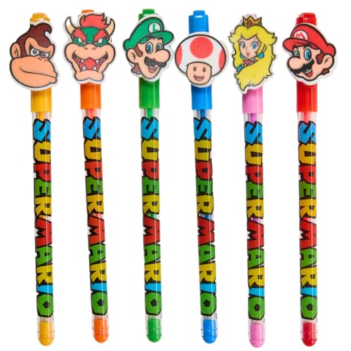 Innovative Designs Canetas de gel Super Mario para crianças, pacote com 6 canetas de gel, lindas can