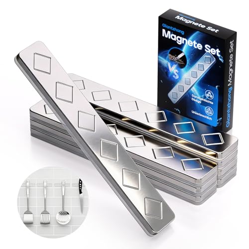 8 Stück Magnetstreifen Selbstklebend Extra Stark, 85 X 14 X 2.2mm Kleine Magnetplatte Zum Kleben, Giantzhong Unzerbrechliche 1.8kg Neodym Magnetband für Camping Gadgets, Büro, kühlschrank, Küche, More