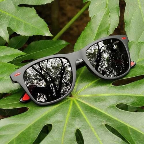 Image of PIRASO Wayfarer, Clubmaster, Sports Sunglasses (For Men & Women, Black, Red)(FT KC BLACK RED)
