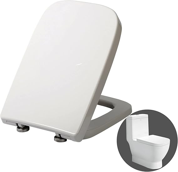 Square Toilet Seat, Soft Close Toilet Seats White with Quick Release