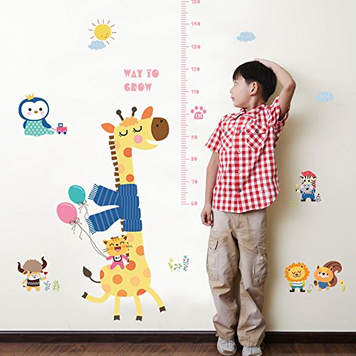 Image of Cute Animal Height Chart Wall Stickers for Kids Room Bedroom Living Room Door Study Boho Nursery Wall Decoration Wall Sticker for Baby Boy Girl Room Bedroom Nursery Playroom Decor