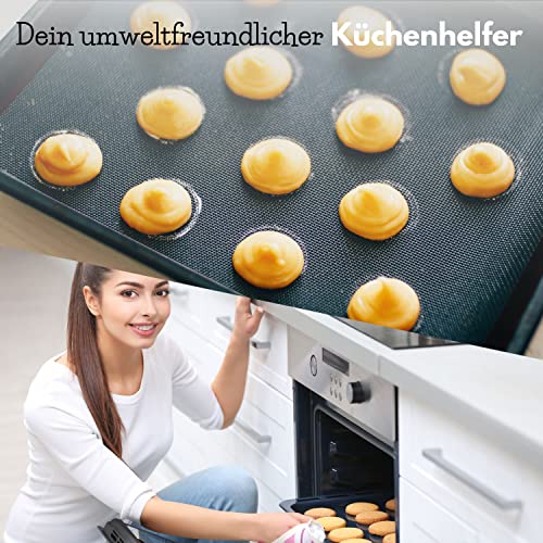 Foto von Dauerbackfolie 4er Set I Backpapier Backmatte GriIlmatte für Backofen & Grill I wiederverwendbar hitzebeständig antihaftbeschichtet bpa frei I 40x33cm