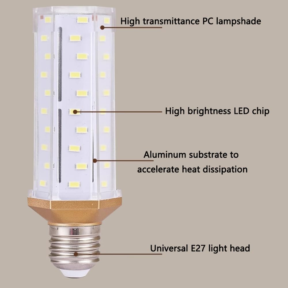 Paquete de 10 Bombillas Led de Maíz E27 de 20 W, Bombillas de Iluminación de Luz de Tres Colores, Equivalente a 150 Vatios, Ac110-220 V, Bombillas de Maíz de 2000 Lúmenes para Luces de Gabin