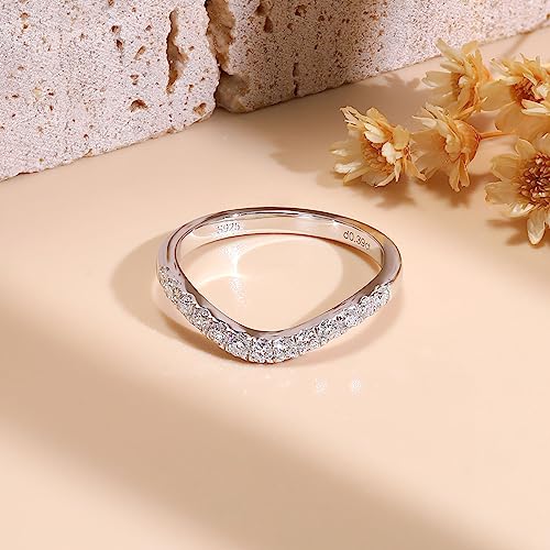 Ladylike Curved Moissanite Wedding Band 0.39ct D Color VVS1 Lab Created Half Eternity 925 Sterling Silver Guard Enhancer Stackable Rings for Women4